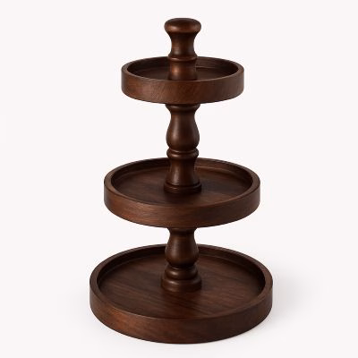 Bespoke solid Walnut wooden base for table centerpiece by Artos Wood, luxury dining accent.
